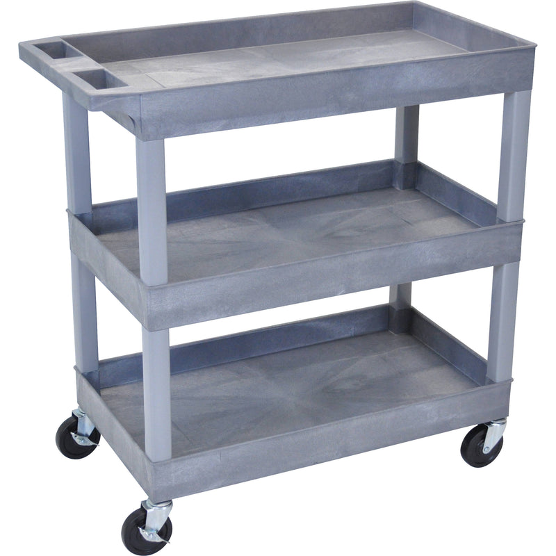 Luxor 32 x 18" Three-Shelf Utility Cart (Gray)