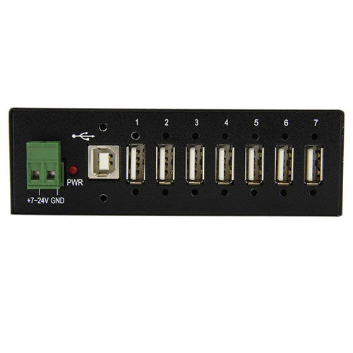 StarTech Mountable Rugged Industrial 7 Port USB Hub (Black)