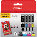Canon PIXMA iP8720 Wireless Inkjet Photo Printer with GI-250 & CLI-251 4-Cartridge Combo Pack and 4 x 6" Photo Paper Kit