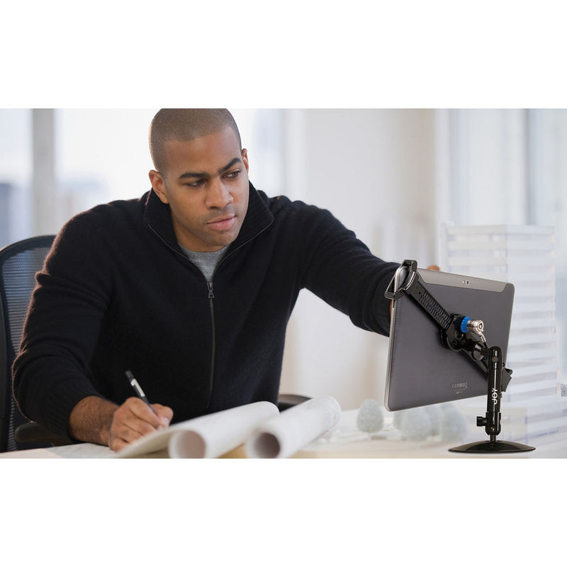 The Joy Factory LockDown Universal Desk/Countertop Carbon Fiber Stand with Key Lock for 7-10.1" Tablets