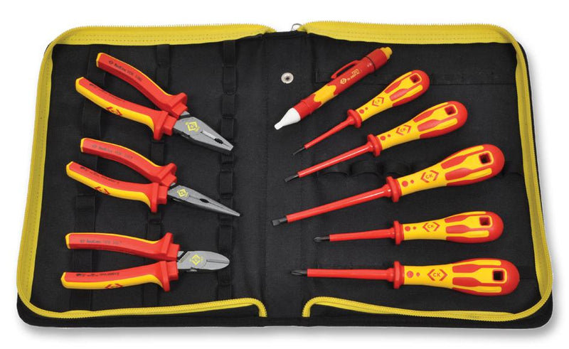 CK Tools T5954 T5954 Electrician's Tool Kit Polyester Wallet Assorted Insulated Drivers &amp; Pliers 11 Pieces