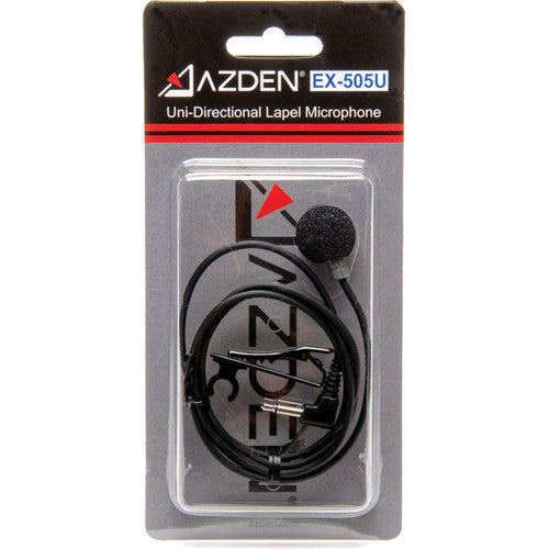 Azden EX505U Unidirectional Lavalier Microphone with 1/8" (3.5mm) Mini-Jack for Use with Azden Pro Series Bodypack Transmitters