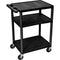 Luxor 34" Endura 3-Shelf Multimedia Cart With Electrical Outlet - Black