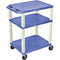 Luxor 34" Tuffy Open Shelf A/V Cart with 3 Shelves&nbsp;and 3-Outlet Electrical Assembly (Blue Shelves, Putty Legs)