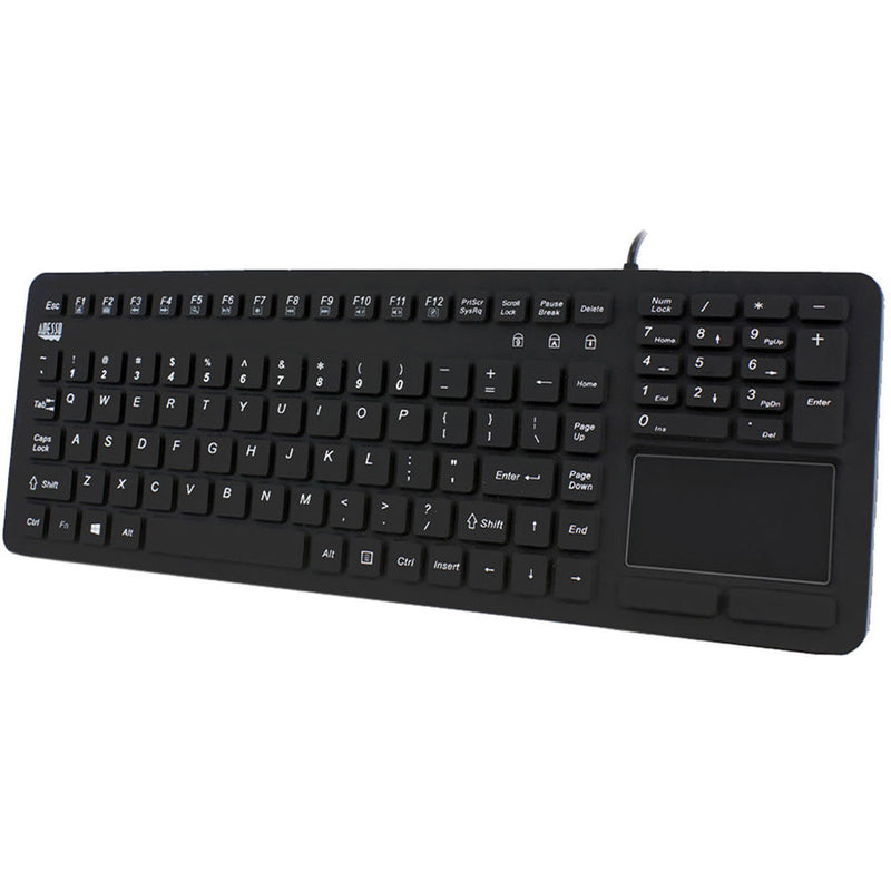 Adesso SlimTouch 270 Antimicrobial Waterproof Touchpad Keyboard (Black)