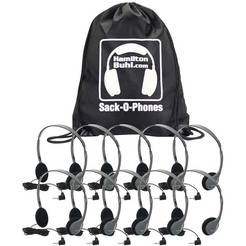 HamiltonBuhl Sack-O-Phones HA2 Personal Headsets with Foam Ear Cushions (10-Pack)