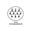 ITT CANNON KPT00F12-10PW Circular Connector, KPT Series, MIL-DTL-26482 Series I, Wall Mount Receptacle, 10 Contacts