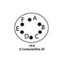 ITT CANNON KPSE02E10-6PW Circular Connector, KPS Series, MIL-DTL-26482 Series I, Box Mount Receptacle, 6 Contacts, Crimp Pin