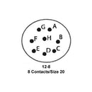 ITT CANNON KPT00F12-8P Circular Connector, KPT Series, MIL-DTL-26482 Series I, Wall Mount Receptacle, 8 Contacts