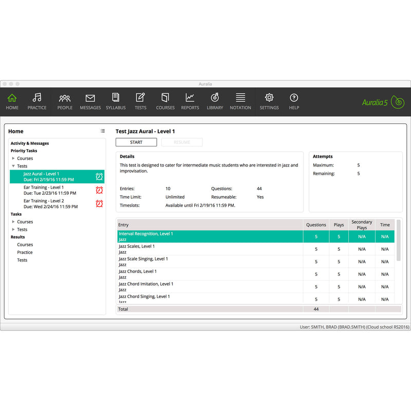 Rising Software Auralia 5 Ear-Training Software (Cloud-Based, 12-Month Subscription)