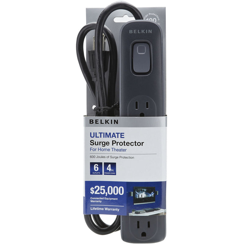 Belkin BV106000-04-BLK 6-Outlet Surge Protector with 4' Power Cord (Black)