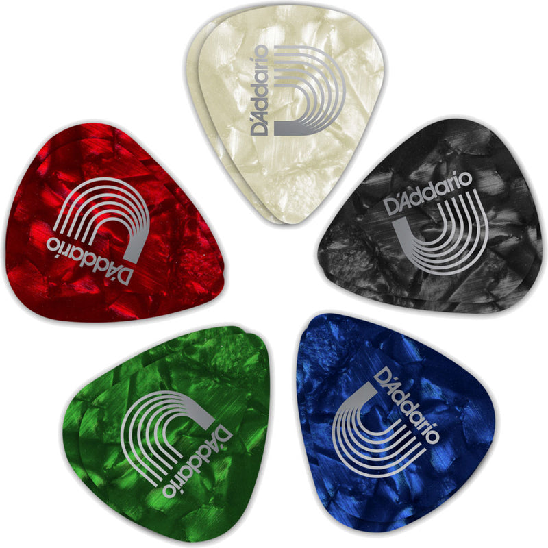 D'Addario Classic Pearl Celluloid Guitar Pick Assortment 10-Pack (Medium)