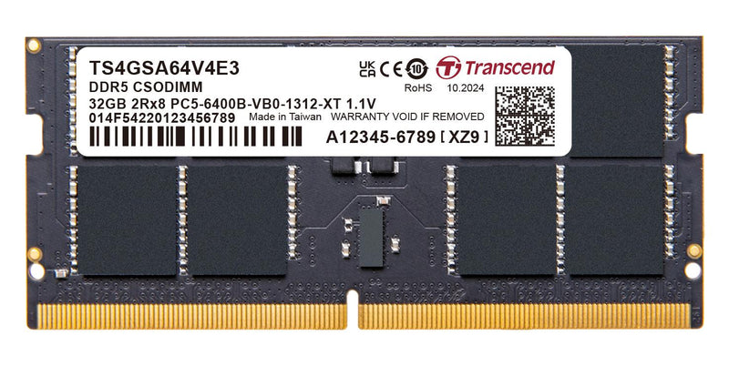 TRANSCEND TS4GSA64V4E3 RAM Memory Module, 32 GB, PC5-51200, DDR5 CSODIMM, Desktop DIMM, 2G x 8bit