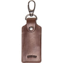 Barber Shop Clipper Leather Key Holder with Three SD Card Slots (Dark Brown)