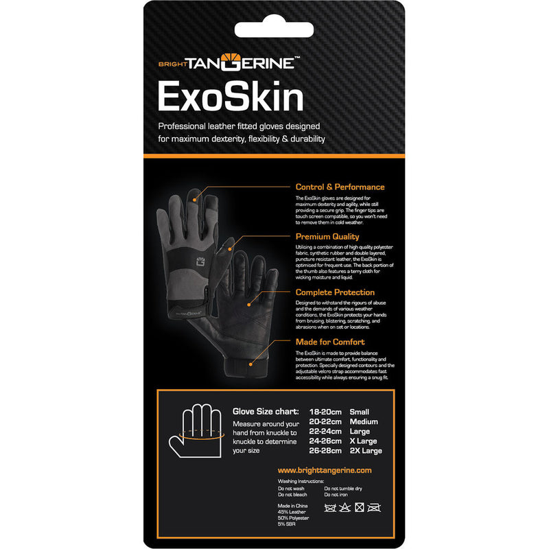 Bright Tangerine ExoSkin Leather Armour Gloves (XXL)