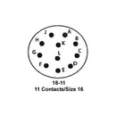ITT CANNON KPSE06E18-11P Circular Connector, KPS Series, MIL-DTL-26482 Series I, Straight Plug, 11 Contacts, Crimp Pin