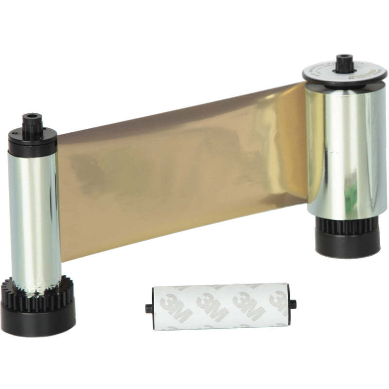 IDP SIADC-P-MG Resin Metallic Gold Ribbon with Disposable Cleaning Roller for SMART-30S/SMART-50 Printers (1,200 Cards/Roll)