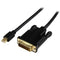 StarTech Mini DisplayPort to DVI Male Active Adapter Converter Cable (3', Black)