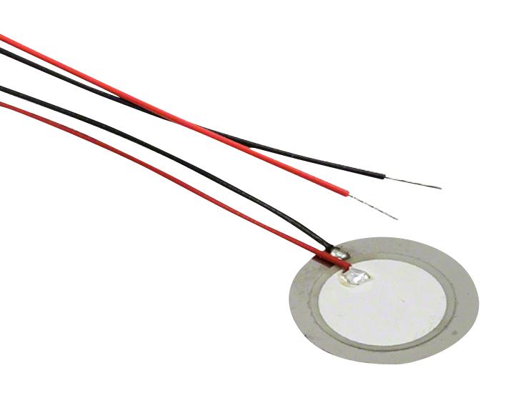 PUI AUDIO AB2040S-LW100-R Piezo Element, Bender, 4 kHz, 0.022 &micro;F, 20 mm Diameter, 0.22 mm Height, 350 ohm