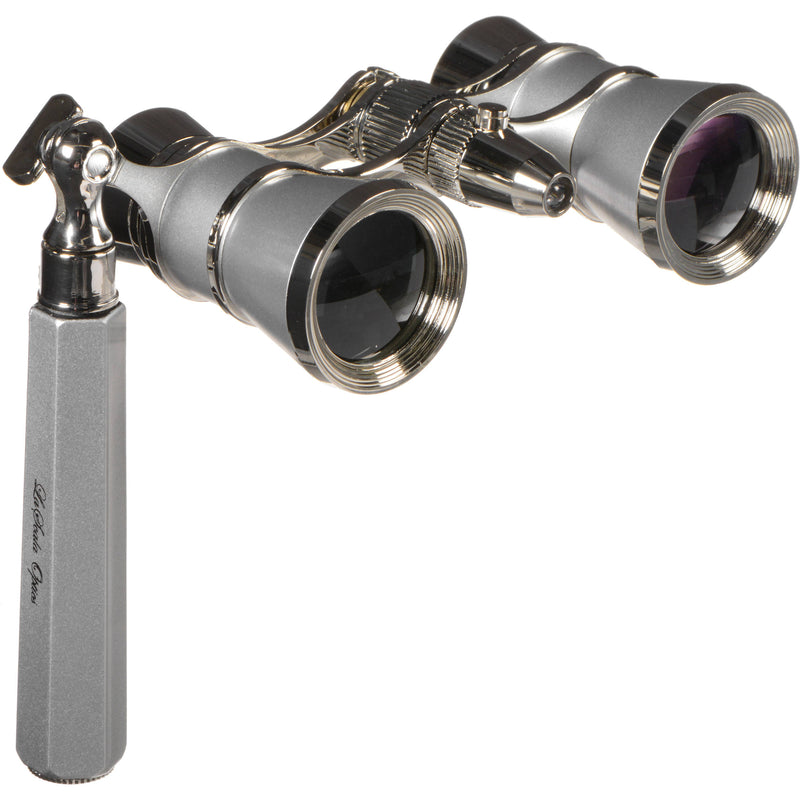 LaScala Optics 3x25 Iolanta Lorgnette Opera Glasses (Platinum & Silver)
