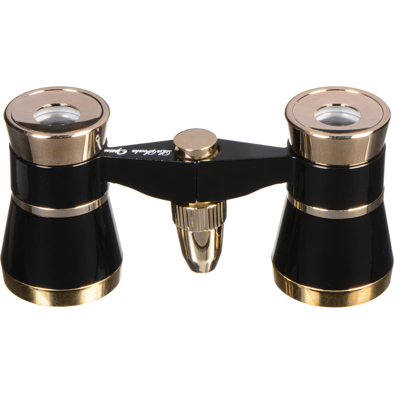 LaScala Optics 3x25 Othello Opera Glasses with Red Flashlight (Black & Gold)