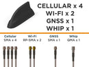 TE CONNECTIVITY L001044-02 RF Antenna, 6 to 7.125GHz, 5G/4G/LTE/CBRS/GNSS/WiFi/Bluetooth/VHF/UHF, 8.2dBi, 10W, SMA/RP SMA/QMA