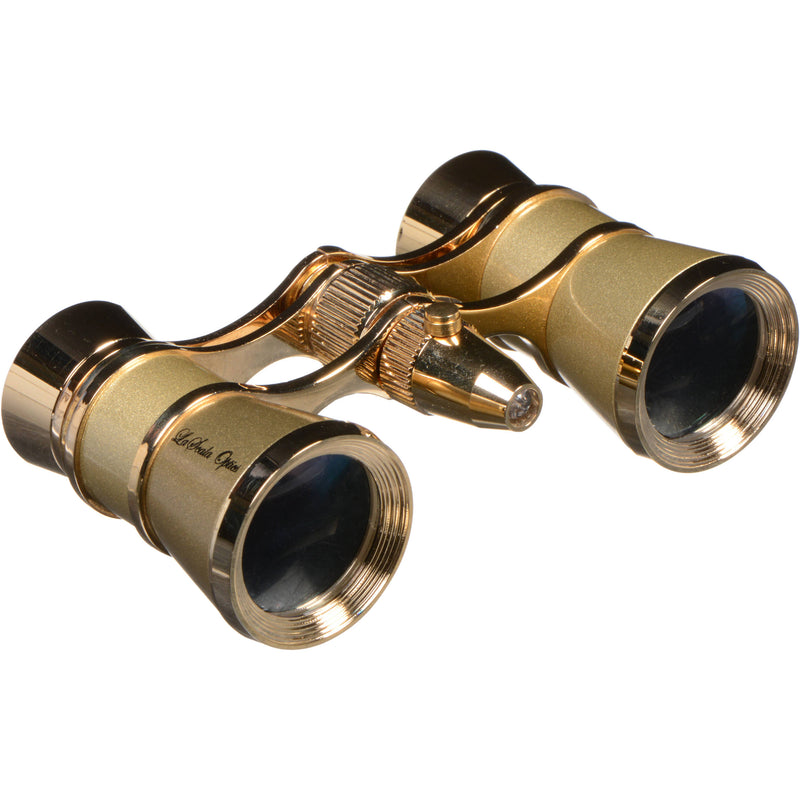 LaScala Optics 3x25 Aida Opera Glasses with Red Flashlight (Titanium & Gold)