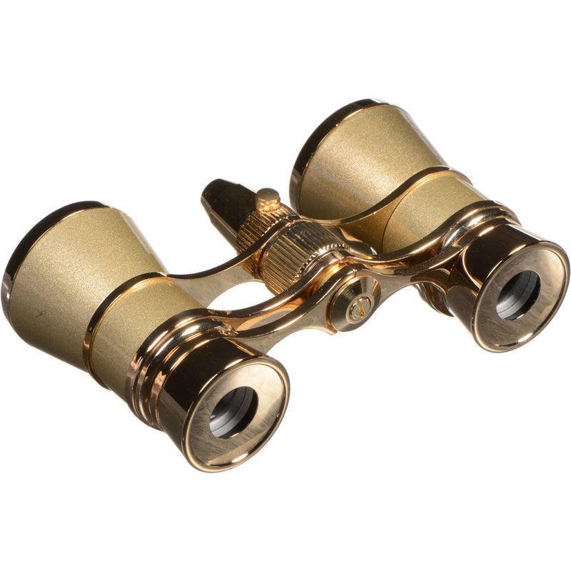 LaScala Optics 3x25 Aida Opera Glasses with Red Flashlight (Titanium & Gold)