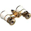 LaScala Optics 3x25 Aida Opera Glasses with Red Flashlight (White & Gold)