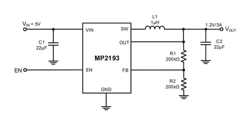 MONOLITHIC POWER SYSTEMS (MPS) MP2193GC-P DC-DC Switching Synchronous Buck Regulator, Adjustable, 2.5 to 5.5V in, 0.6V / 3A Out, WLCSP-6