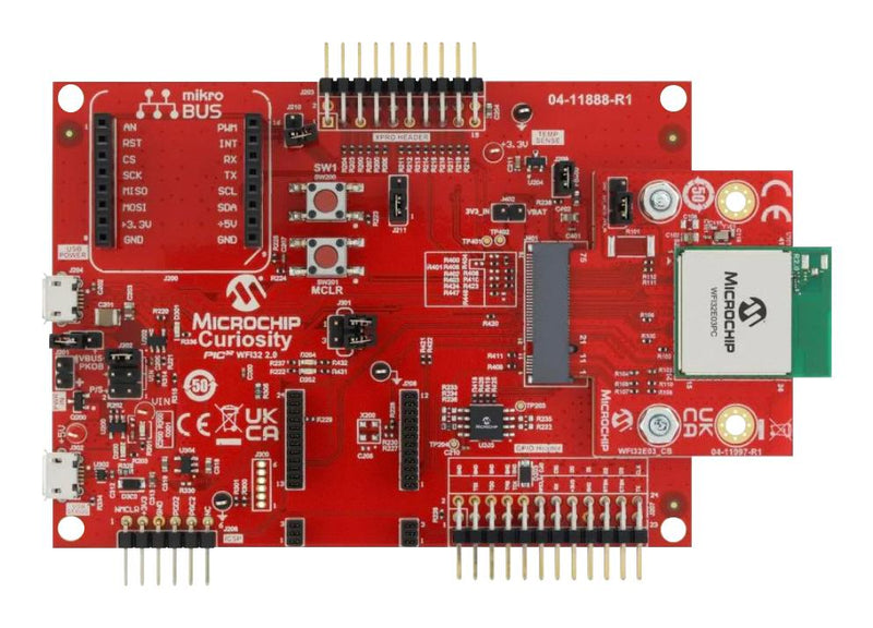 MICROCHIP EV67T15A Curiosity Board, PIC32MZ2051-W1, PIC32 WFI32E 2.0, WiFi MCU Module