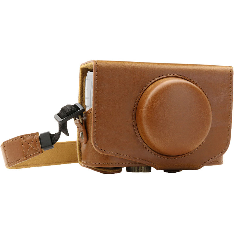 MegaGear Ever Ready Leather Camera Case for Canon PowerShot SX730 HS/SX740 HS (Light Brown)