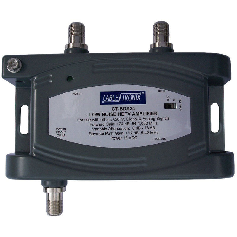 CableTronix CT-BDA24 1 GHz Single Input/Output Multimedia Drop Amplifier with Adjustable Gain Control and Switchable FM Trap