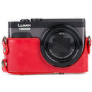 MegaGear Ever Ready Leather Camera Case and Strap for Panasonic LUMIX DC-ZS70 or DC-TZ90 (Red)