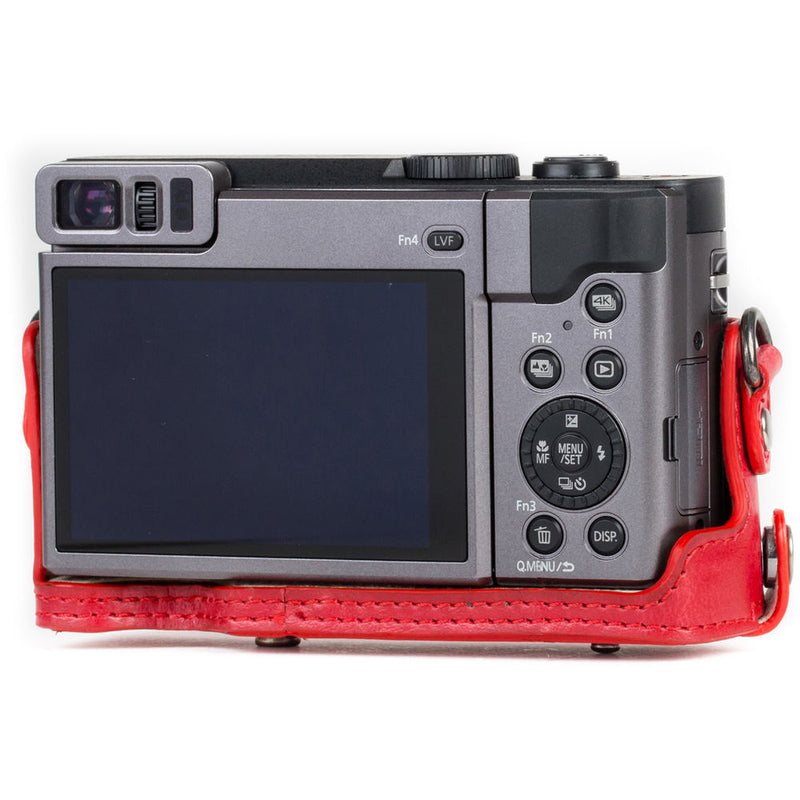 MegaGear Ever Ready Leather Camera Case and Strap for Panasonic LUMIX DC-ZS70 or DC-TZ90 (Red)