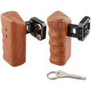 CAMVATE Left & Right Wooden Handgrips for Panasonic GH Series Cages (Rosewood)