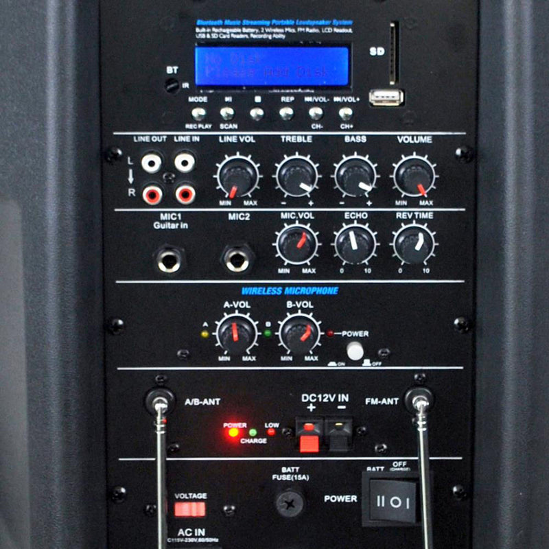 Pyle Pro PPHP1535WMU Portable 15" 2-Way 1600W Wireless and Bluetooth-Enabled PA System