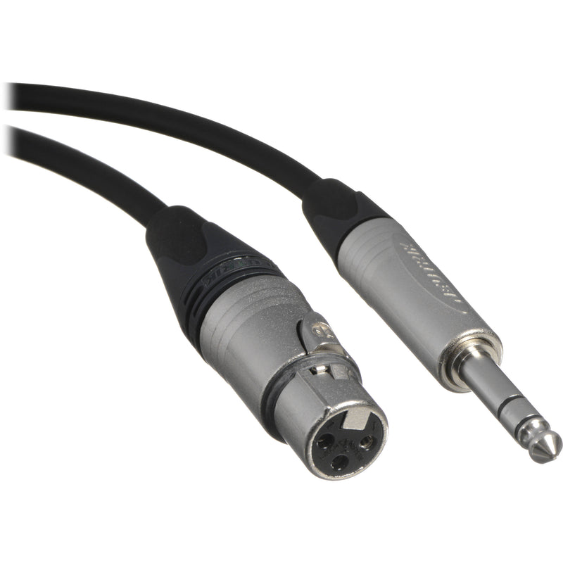 Canare Star Quad 3-Pin XLR Female to 1/4" TRS Male Cable (Black, 15')