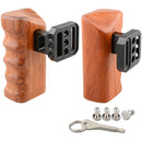 CAMVATE Left & Right Wooden Handgrips for Panasonic GH Series Cages (Rosewood)