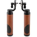 CAMVATE Leather Handgrip with ARRI-Style Rosette (2-Pack, Brown)