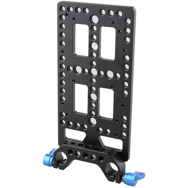 CAMVATE Multipurpose Cheese-Style Mounting Plate with 15mm Rod Block (Blue Levers)
