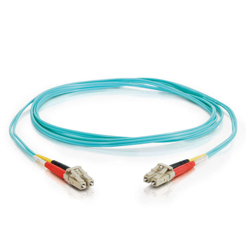 C2G LC to SC Male 50/125 Duplex Multi-Mode OM3 Fiber Optic Cable (1.6', Aqua, Riser)