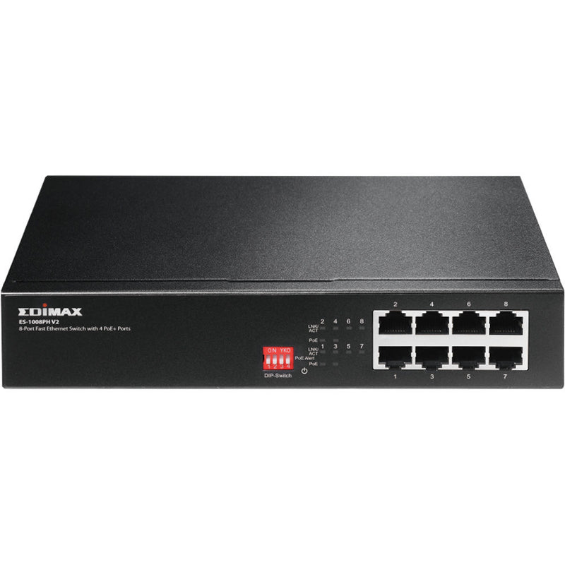 EDIMAX Technology ES-1008PH V2 8-Port 10/100 Mb/s PoE+ Compliant Long-Range Unmanaged Switch with DIP Switch