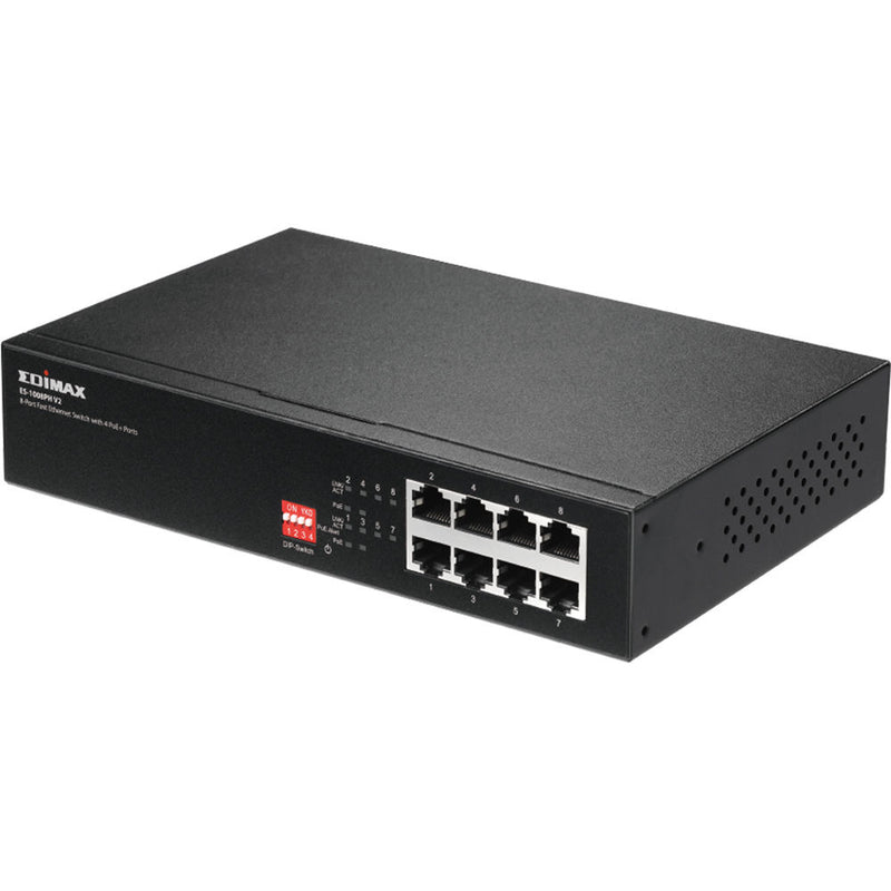 EDIMAX Technology ES-1008PH V2 8-Port 10/100 Mb/s PoE+ Compliant Long-Range Unmanaged Switch with DIP Switch