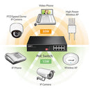 EDIMAX Technology ES-1008PH V2 8-Port 10/100 Mb/s PoE+ Compliant Long-Range Unmanaged Switch with DIP Switch