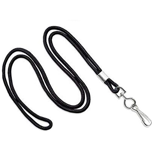 IDP 1/8" Round Braid Non-Breakaway Lanyard (Black, 100-Pack)