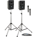 Anchor Audio LIB-DP2-HH Liberty Deluxe Package 2 Portable Bluetooth PA System with Two Handheld Wireless Microphone Transmitters, Unpowered Companion Speaker, and Speaker Stands (1.9 GHz)