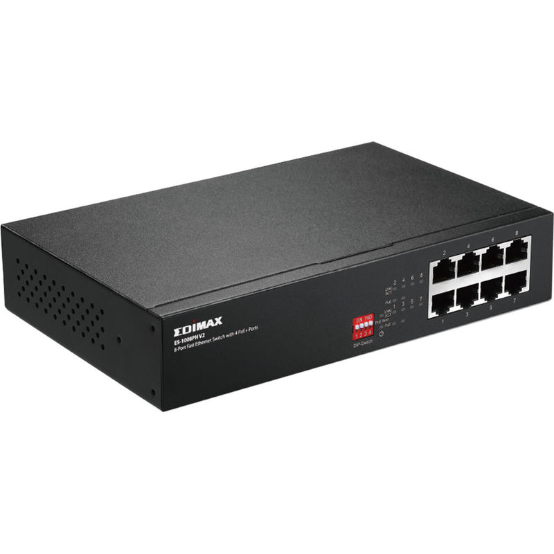 EDIMAX Technology ES-1008PH V2 8-Port 10/100 Mb/s PoE+ Compliant Long-Range Unmanaged Switch with DIP Switch