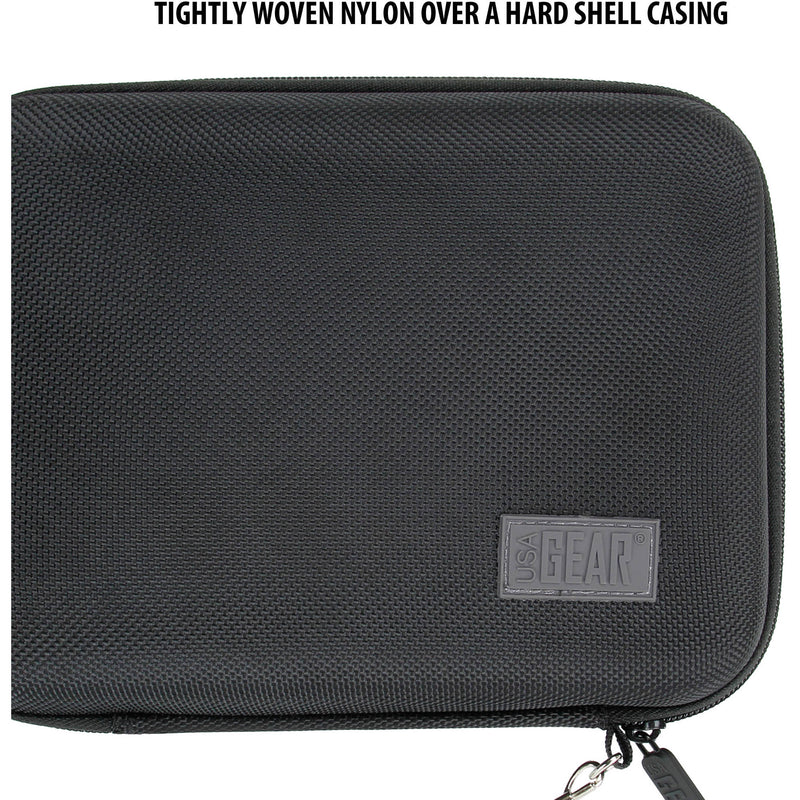 USA GEAR H Series Hardshell Electronics Carry Case with Accessory Pocket (Black, 7.5 x 5.5 x 1.5")