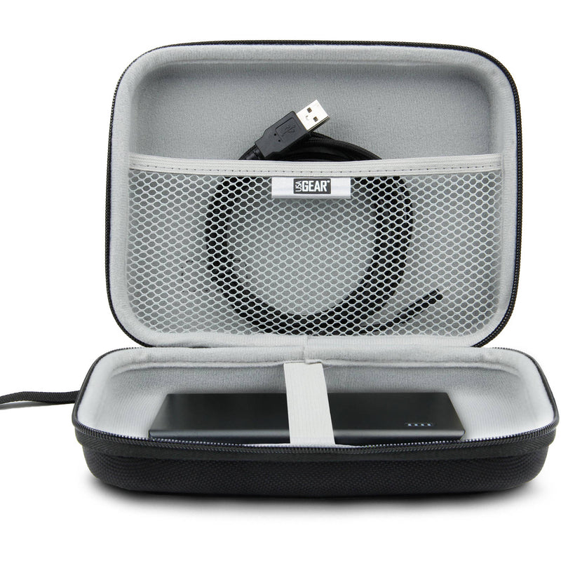 USA GEAR H Series Hardshell Electronics Carry Case with Accessory Pocket (Black, 7.5 x 5.5 x 1.5")
